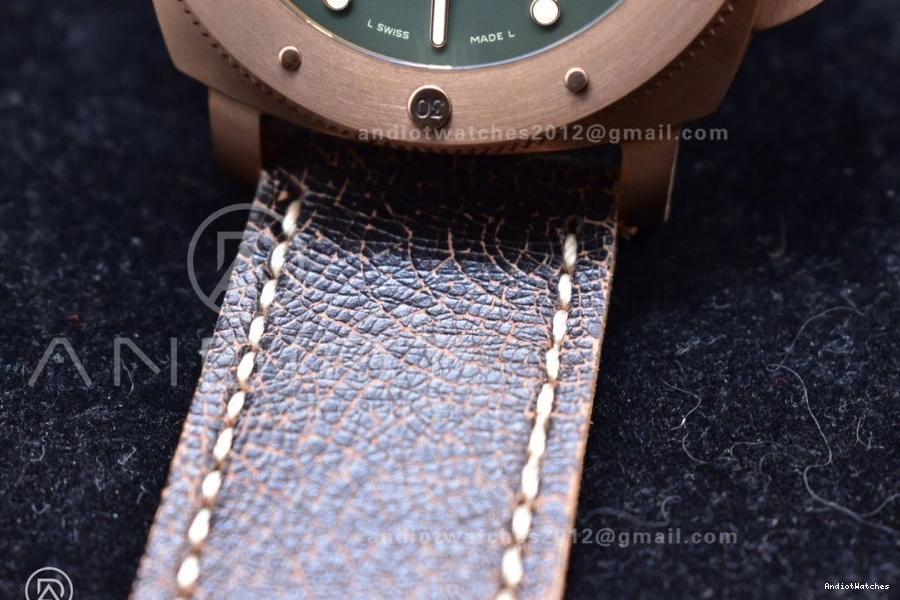 Super Edition N Bronzo Calfskin P.9000 PAM382 VSF 987 V Clone Strap 1:1 Distressed WrinkleFree Best on Brown 1008